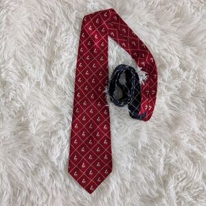 Vintage Tommy Hilfiger Italian Silk Made In USA Boat Red Navy Tie